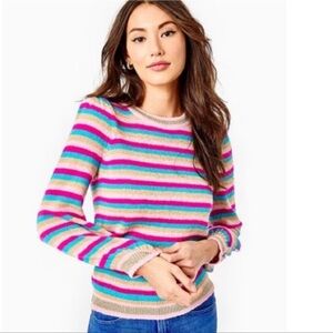 Lilly Pulitzer marceletta sweater striped pink wool xl new nwt
